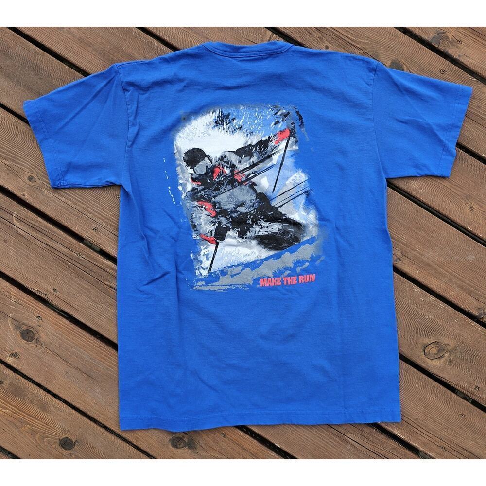 Vintage Marlboro Shirt Men XL Blue Adventure Team 90s Y2K Skiing Ski Pockt